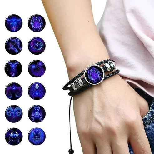 🔥Zodiac Constellation Guardian Black Leather Bracelet Adjustable🔥- FLAT 75% OFF